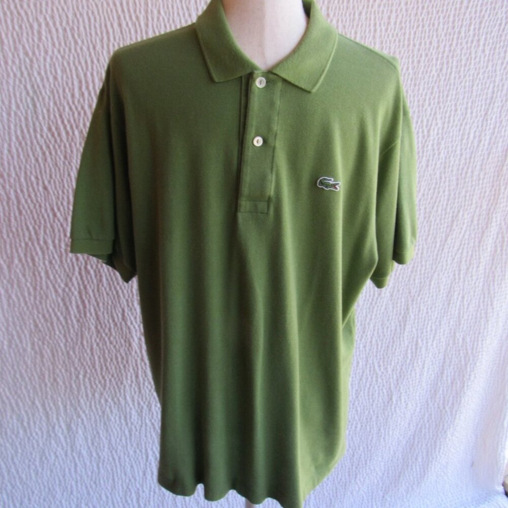 Lacoste Polo Shirt Mens L XL Euro 6 Solid GreenTextured Short Sleeve Peru
